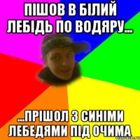 пішов в білий лебідь по водяру... ...прішол з синіми лебедями під очима