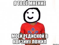 я твоё мнение моей редиской в корзину ложил