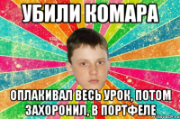 убили комара оплакивал весь урок, потом захоронил, в портфеле