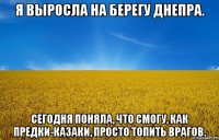 Я выросла на берегу Днепра. Сегодня поняла, что смогу, как предки-казаки, просто топить врагов.