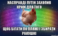 Насправді Путін захопив крим для того щоб бігати по пляжі і збирати ракушкі