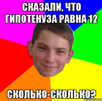 сказали, что гипотенуза равна 12 сколько-сколько?