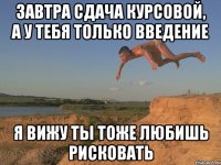 завтра сдача курсовой, а у тебя только введение я вижу ты тоже любишь рисковать
