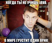 Когда ты не учишь Java В мире грустит один ярик