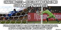 знакомьтесь - перед вами гильермо очоа и игорь акинфеев очоа практически в одиночку сдержал бразильцев, а игорь представляет московский "цска"