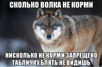 Сколько волка не корми НИСКОЛЬКО НЕ КОРМИ ЗАПРЕЩЕНО ТАБЛИЧКУ БЛЯТЬ НЕ ВИДИШЬ