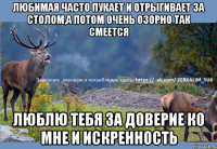 любимая часто пукает и отрыгивает за столом,а потом очень озорно так смеется люблю тебя за доверие ко мне и искренность