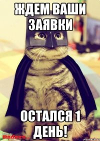 Ждем ваши заявки остался 1 день!