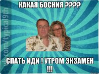 Какая Босния ???? Спать иди ! Утром экзамен !!!