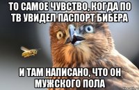 То самое чувство, когда по ТВ увидел паспорт Бибера И там написано, что он мужского пола