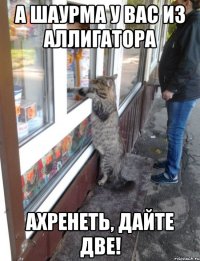 а шаурма у вас из аллигатора ахренеть, дайте две!