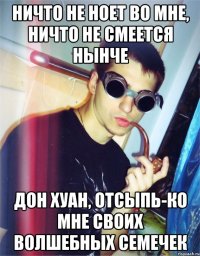 ничто не ноет во мне, ничто не смеется нынче дон хуан, отсыпь-ко мне своих волшебных семечек