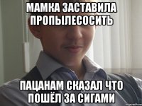 мамка заставила пропылесосить пацанам сказал что пошёл за сигами