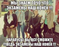 Мы знаем точо,что экзамены наш конёк !!! Карапусы, Вы всё сможите !!!Ведь экзамены наш конёк !!!