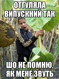 Отгуляла випускний так Шо не помню, як мене звуть