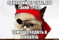 одноокий кіт знає, хто такий трієр, тому що ходить в кіноклуб