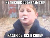 не пикник собираемся? надеюсь, все в силе?