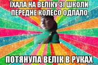 їхала на веліку зі школи передне колесо одпало Потянула велік в руках
