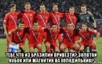  Тебе что из Бразилии привезти? Золотой Кубок или магнитик на холодильник?