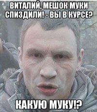 Виталий, мешок муки спиздили! - вы в курсе? какую муку!?