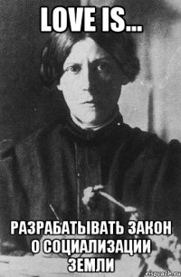 love is... разрабатывать закон о социализации земли