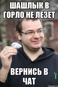 Шашлык в горло не лезет Вернись в чат