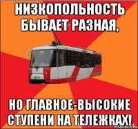 Низкопольность бывает разная, НО ГЛАВНОЕ-ВЫСОКИЕ СТУПЕНИ НА ТЕЛЕЖКАХ!