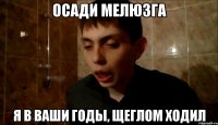 осади мелюзга я в ваши годы, щеглом ходил