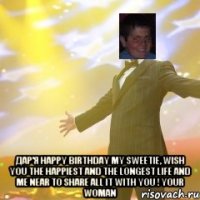  Дар'я Happy Birthday My sweetie, wish you the happiest and the longest life and me near to share all it with you ! Your Woman