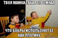твоя мамка такая огромная что бобры используют ее как плотину