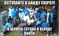 Вступайте в банду Crips!!! А шлюха готова и Bloodz пойти.