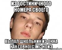 Из гостиничного номера своего Выпал школьник из окна как говно(с)МС Ноиз