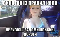 виняток із правил коли не ругаєш радомишльські дороги