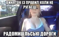 виняток із правил коли не ругаєш радомишльські дороги