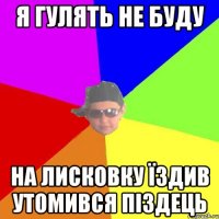 Я гулять не буду На лисковку їздив утомився піздець