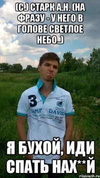 (С.) Старк А.Н. (На фразу - у него в голове светлое небо..) Я бухой, иди спать нах**й
