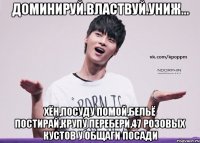 Доминируй.Властвуй.Униж... Хён,посуду помой,бельё постирай,крупу перебери,47 розовых кустов у общаги посади
