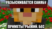 Разыскивается санябу Приметы: Рыжий, бес