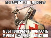 По вашему я не моюсь? А вы попробуйте помахать мечом в жаркой палестине