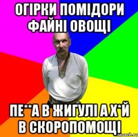 огірки помідори файні овощі пе**а в жигулі а х*й в скоропомощі