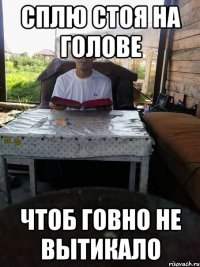 сплю стоя на голове чтоб говно не вытикало