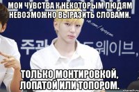 Мои чувства к некоторым людям невозможно выразить словами. Только монтировкой, лопатой или топором.