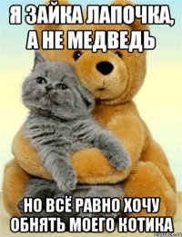 я Зайка лапочка, а не медведь но всё равно хочу обнять моего Котика