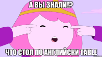 А вы знали!? Что стол по английски table