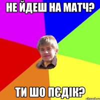 не йдеш на матч? ти шо пєдік?