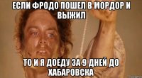 Если Фродо пошел в мордор и выжил то и я доеду за 9 дней до хабаровска
