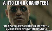 А что ели я скажу тебе что природы человека не существует, а мы являемся продуктом культуры