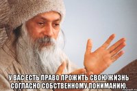  У вас есть право прожить свою жизнь согласно собственному пониманию.
