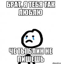 брат, я тебя так люблю че ты блин не пишешь
