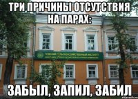три причины отсутствия на парах: забыл, запил, забил